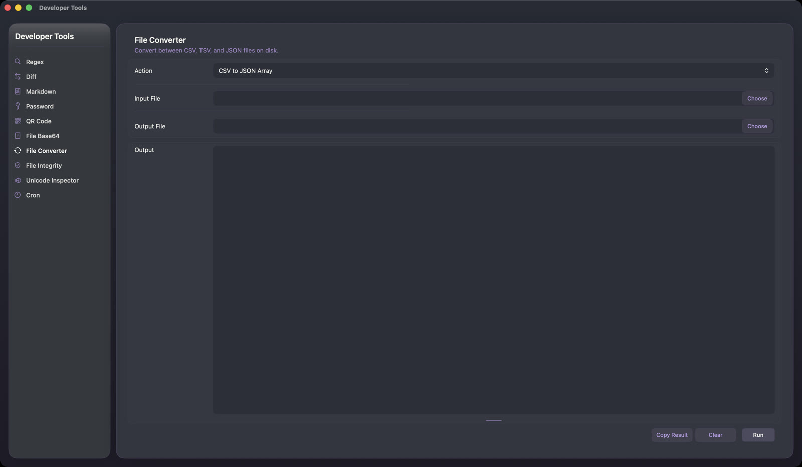 Inkline File Converter tool with source and output controls
